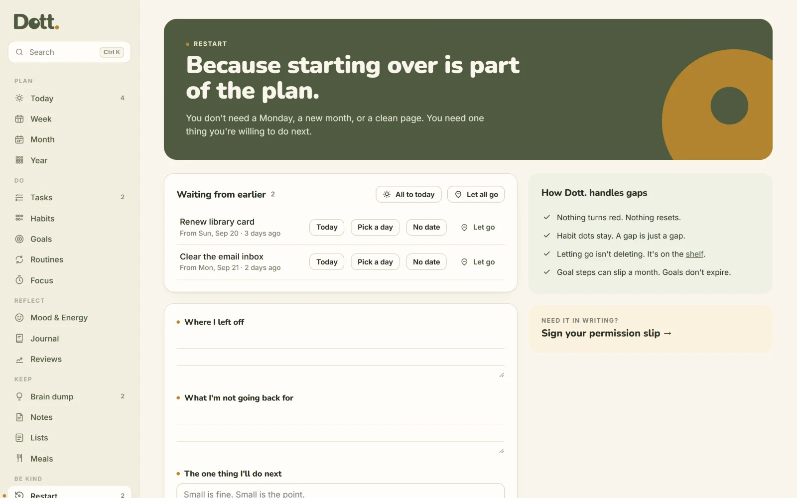 Restart page
